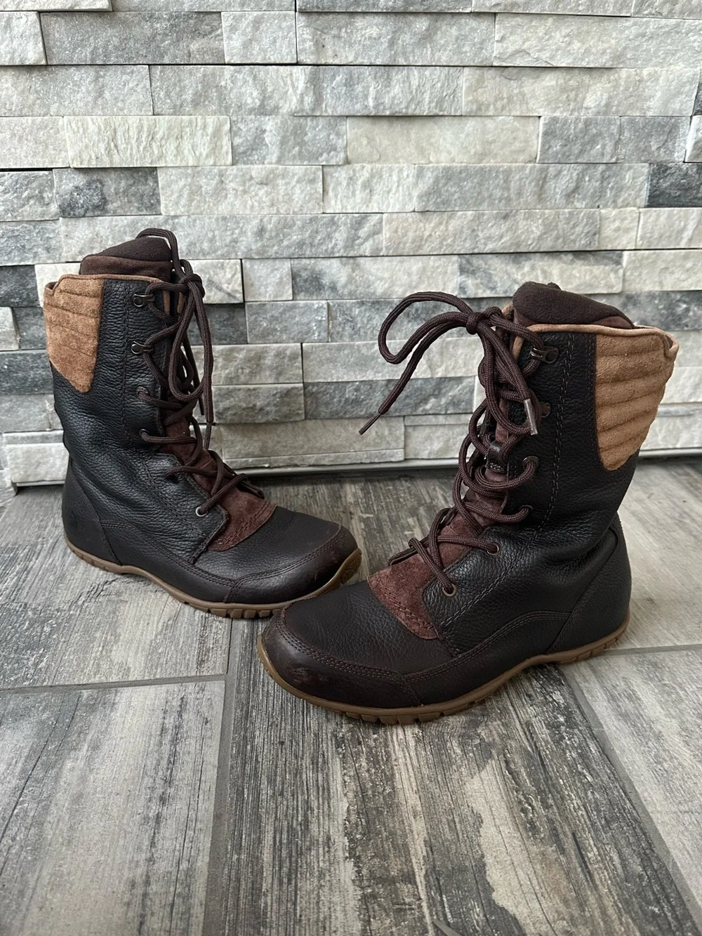THE NORTH FACE Purna Luxe Lace-Up Winter Boots Brown Tan Primaloft Size 8